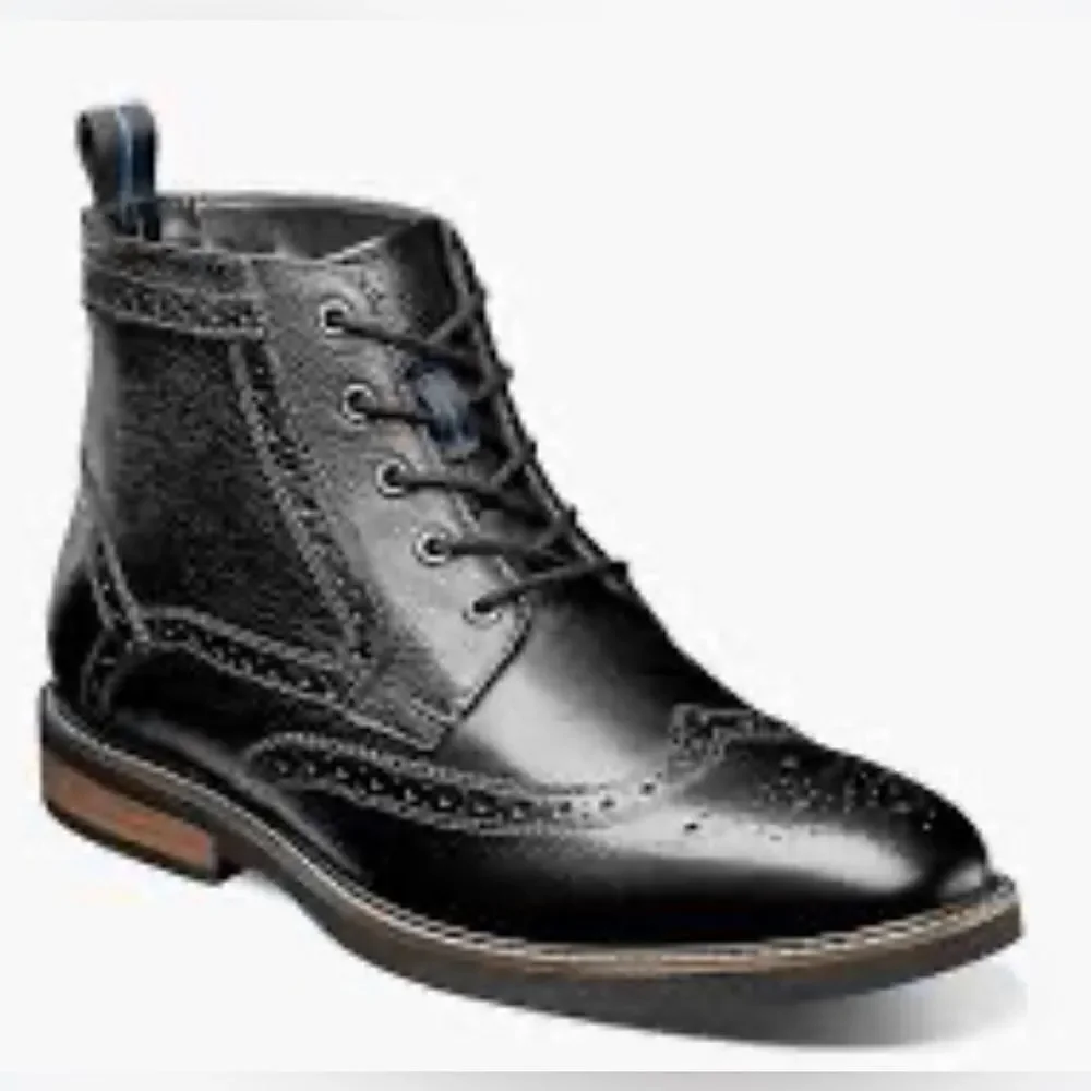 EUC Nunn Bush Odell Wingtip Chukka Black Boot Size 10.5W.
